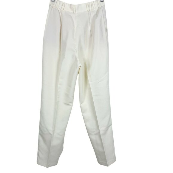 Vintage Pants Joan Walters Petite 26" Waist Ivory Yellow Pleated Front Tapered - Picture 2 of 4